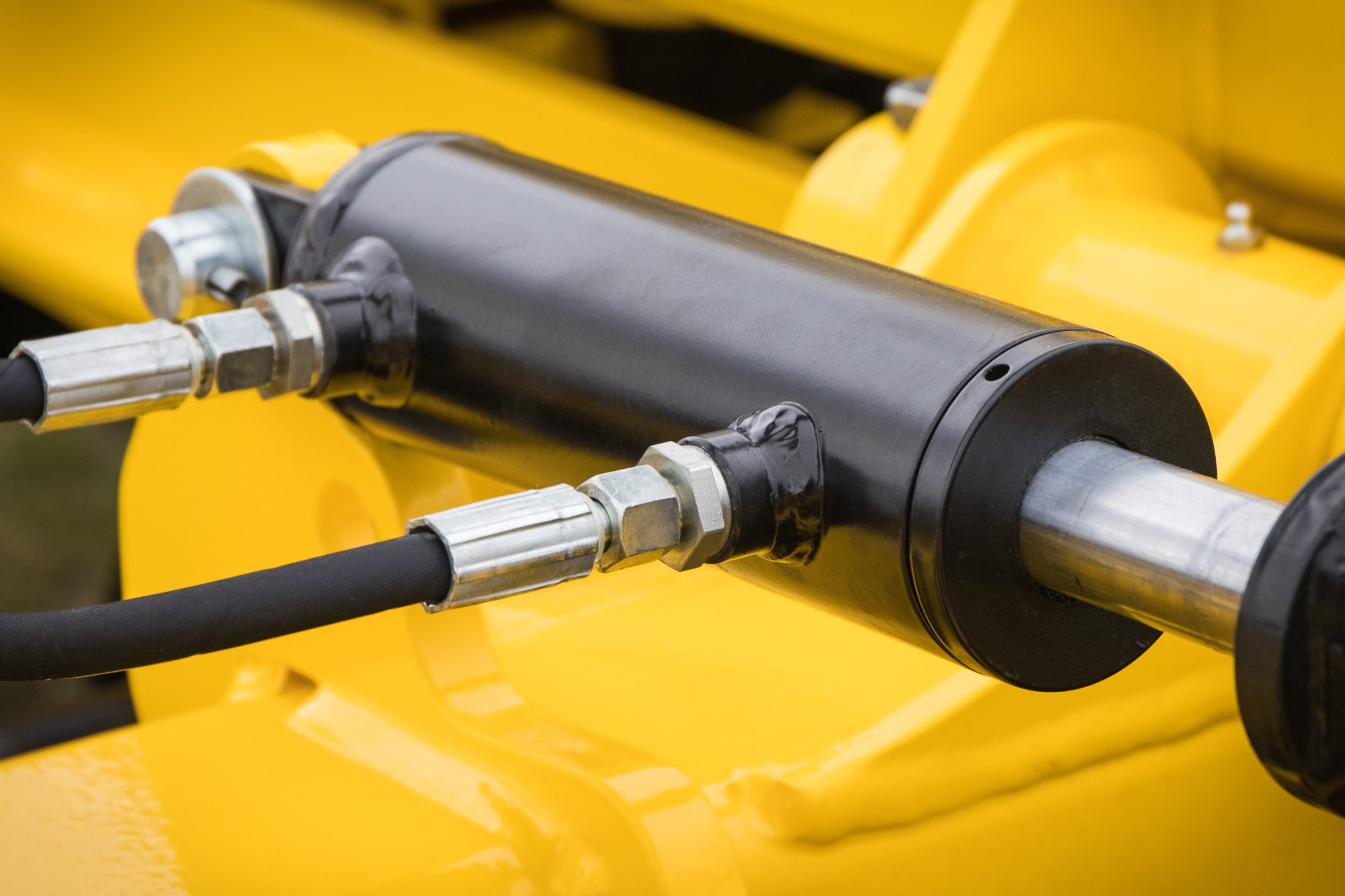 black piston or actuator in pneumatic or hydraulic machine. technology